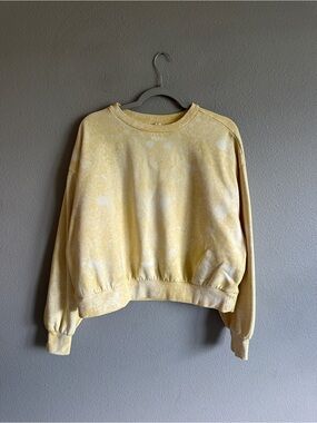 Anthropologie Daily Practice Yellow Tie-Dye Crop Crewneck Sweatshirt Large